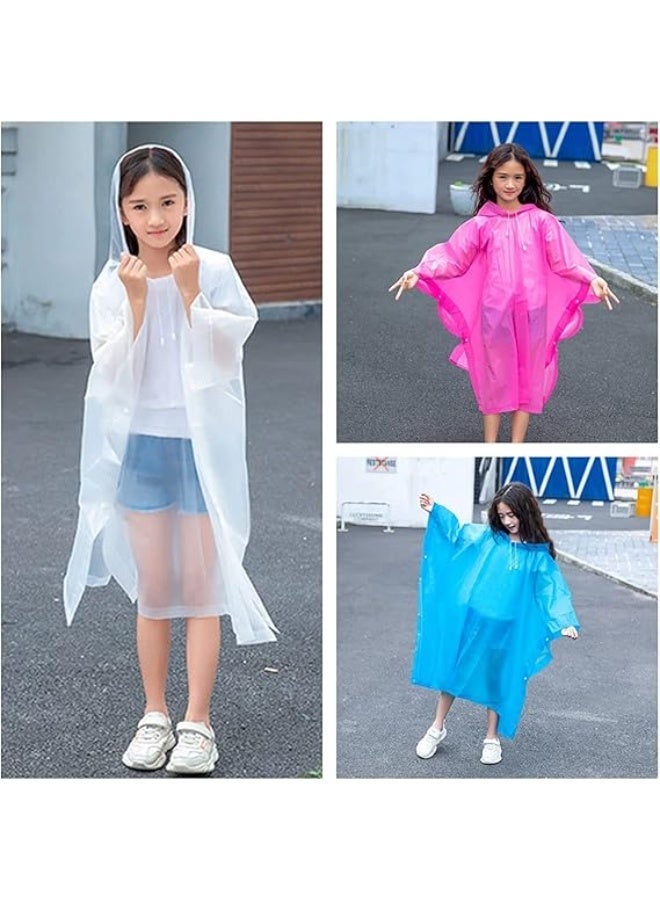 ChicAbode 2 Pack Rain Poncho for Kids, Reusable Rain Ponchos for Boys and Girls, EVA Children Raincoat, Rain Ponchos with Hood, Reusable Rain Coat Jacket, for 6-13 Years Old Kids, Blue, White - Image 5